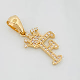 Pendant Crown Letter F 1.6 g / 1 in Yellow Gold 18K