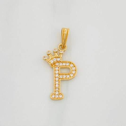 Dije Corona Letra P 1.2 g / 1 in Oro Amarillo 18K