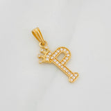 Dije Corona Letra P 1.2 g / 1 in Oro Amarillo 18K