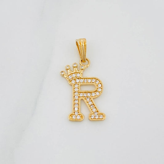 Dije Corona Letra R 1.6 g / 1 in Oro Amarillo 18K