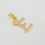 Pendant Crown Letter E 1.3 g / 1 in Yellow Gold 18K