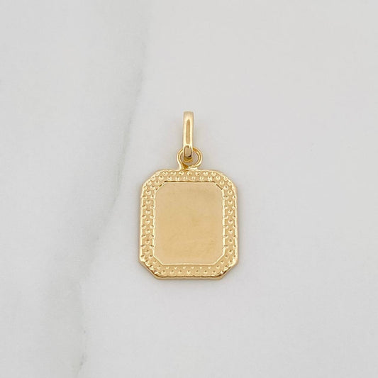Dije Placa Bordeada 0.55 g / 3/4 in Oro Amarillo 18K