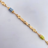Cadena Rustica Barril Trebol 10.2gr / 51.1cm / 4.7mm Cauchos De Colores Oro Amarillo 18K $