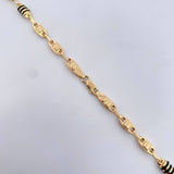 Rustic Chain Barrel 11gr / 51.5cm / 4.6mm Black Rubber Dotted 18K Yellow Gold $