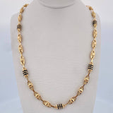 Rustic Chain Barrel 11gr / 51.5cm / 4.6mm Black Rubber Dotted 18K Yellow Gold $