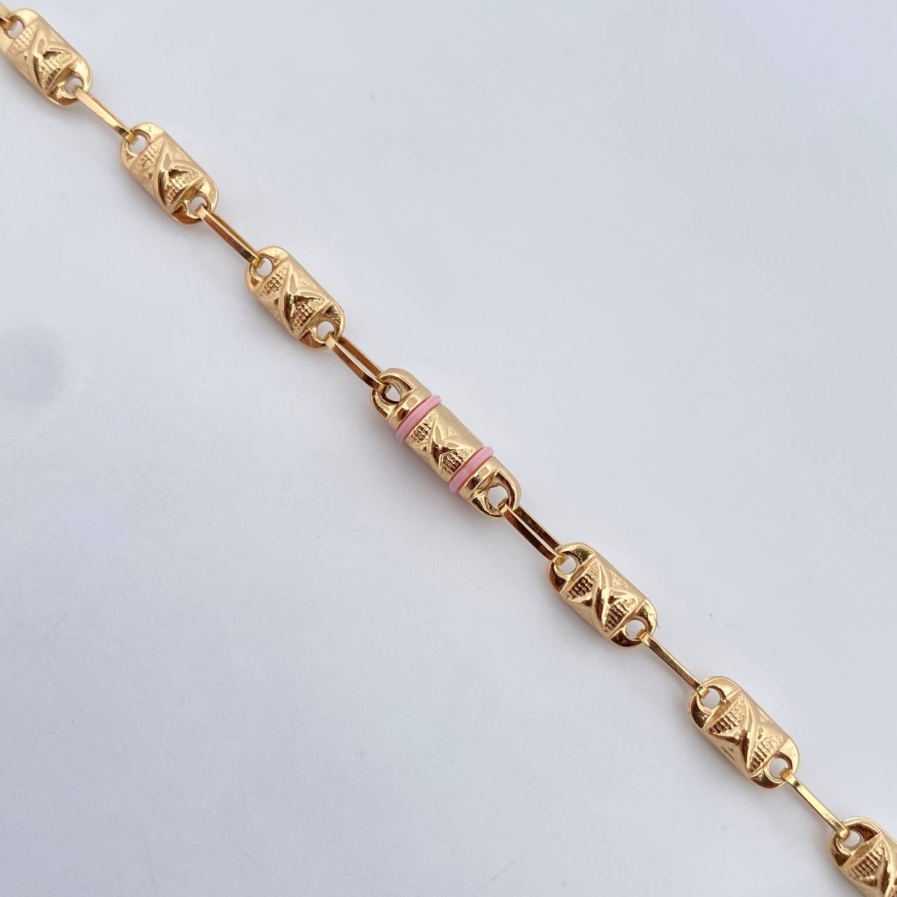 Pulso Rustico Equis Doble 4.1gr / 19cm / 4.2mm Cauchos Amarillos Rosados Aguamarina Oro Amarillo 18K $