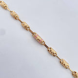 Pulso Rustico Equis Doble 4.1gr / 19cm / 4.2mm Cauchos Amarillos Rosados Aguamarina Oro Amarillo 18K $