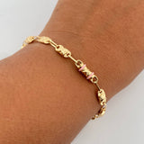 Pulso Rustico Equis Doble 4.1gr / 19cm / 4.2mm Cauchos Amarillos Rosados Aguamarina Oro Amarillo 18K $
