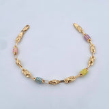 Pulso Rustica Barril 4.4gr / 19.1cm / 4.2mm Cauchos De Colores Oro Amarillo 18K $