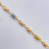 Pulso Rustica Barril 4.4gr / 19.1cm / 4.2mm Cauchos De Colores Oro Amarillo 18K $