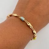 Pulso Rustica Barril 4.4gr / 19.1cm / 4.2mm Cauchos De Colores Oro Amarillo 18K $