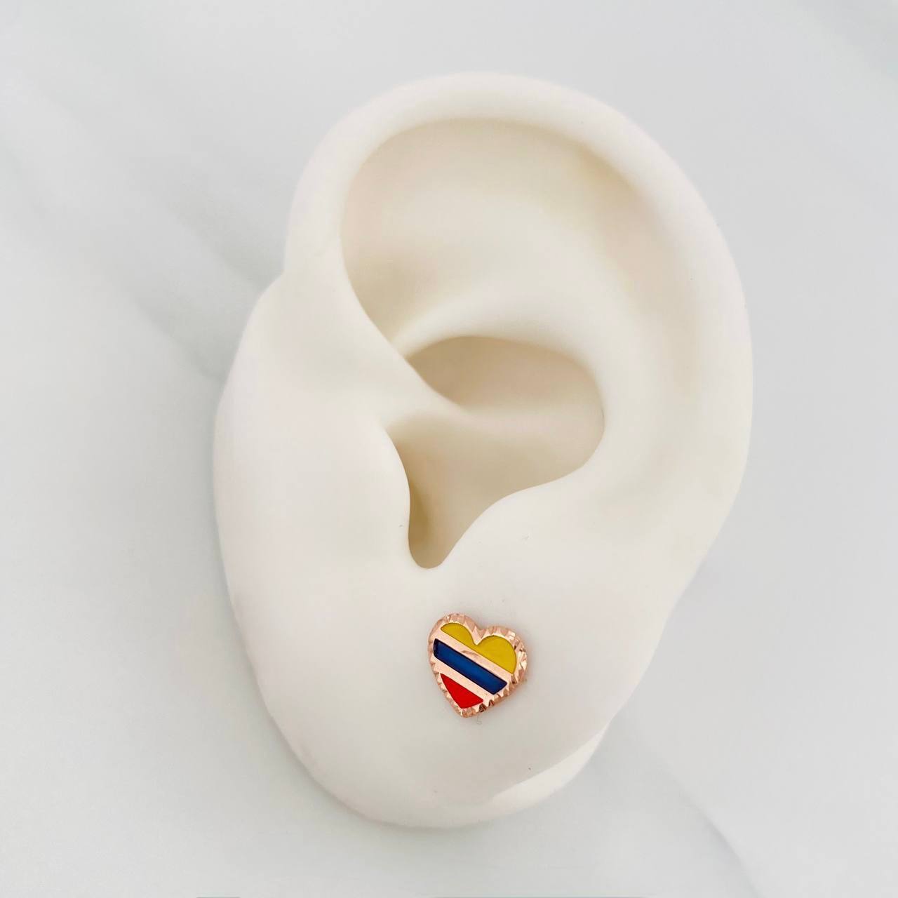 Topos Corazón Tricolor 0.7 g / in / 8 mm Oro Rosa 18K
