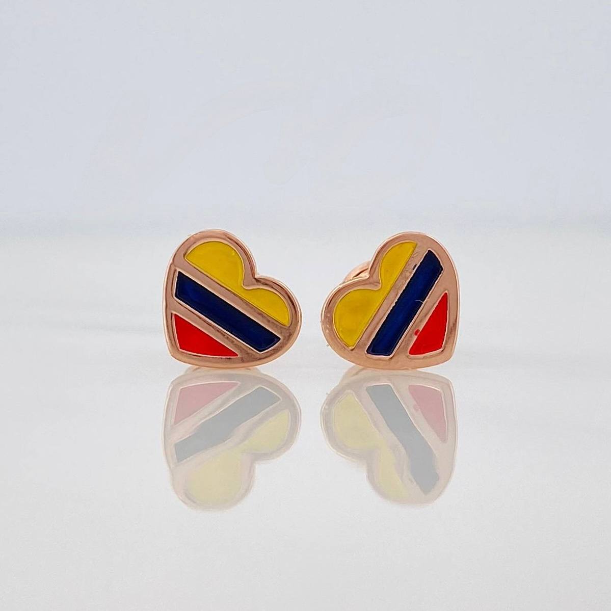 Topos Corazón Tricolor 0.75 g / in / 8 mm Oro Rosa 18K