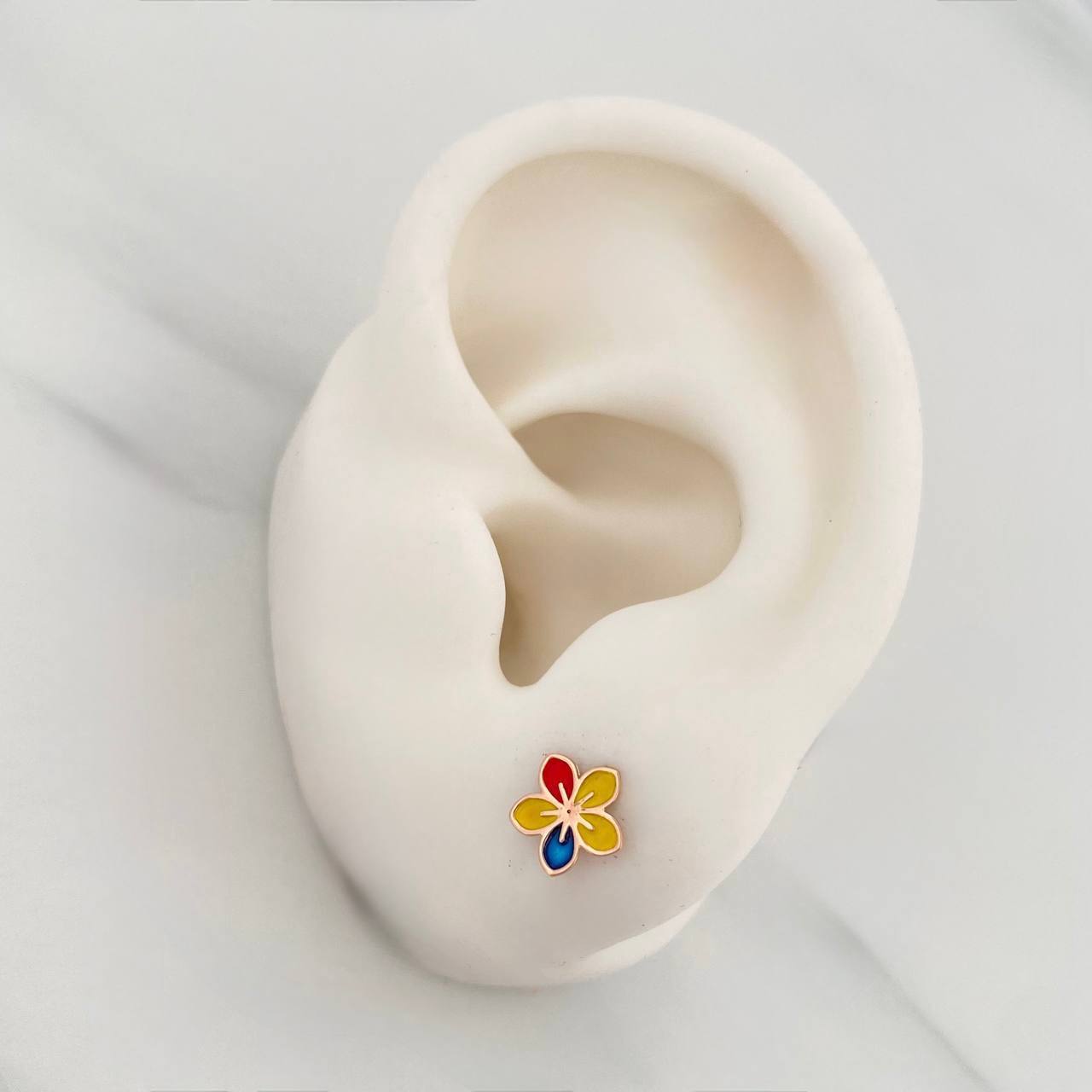 Topos Flor Tricolor 0.7 g / in / 7.4 mm Oro Rosa 18K