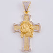 Pendant Cross Christ Face 12.95 g / 2 1/2 in Two-Tone Yellow White 18K Gold