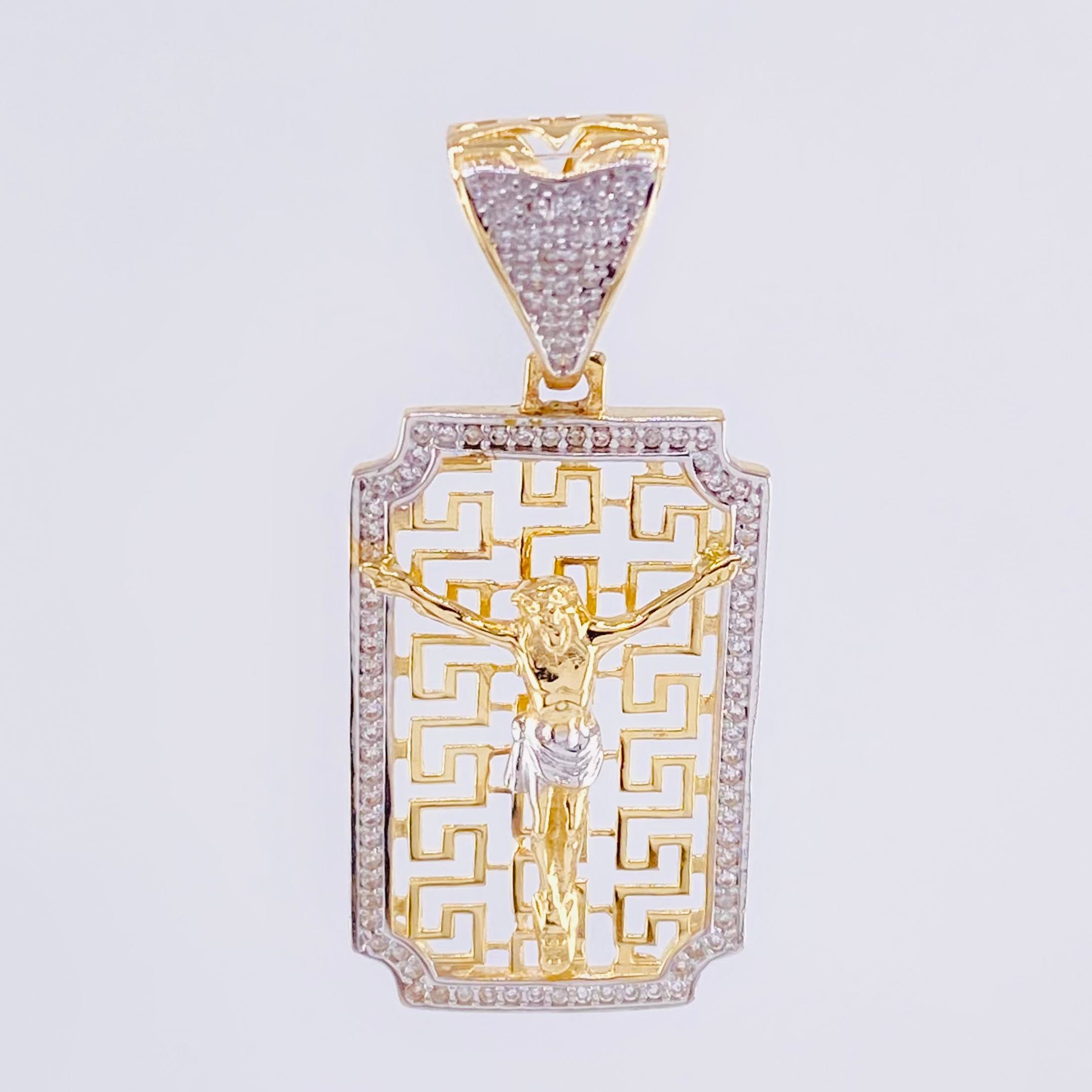 Pendant Tribal Christ 6.85 g / 1 3/4 in Two Golds Yellow White 18K