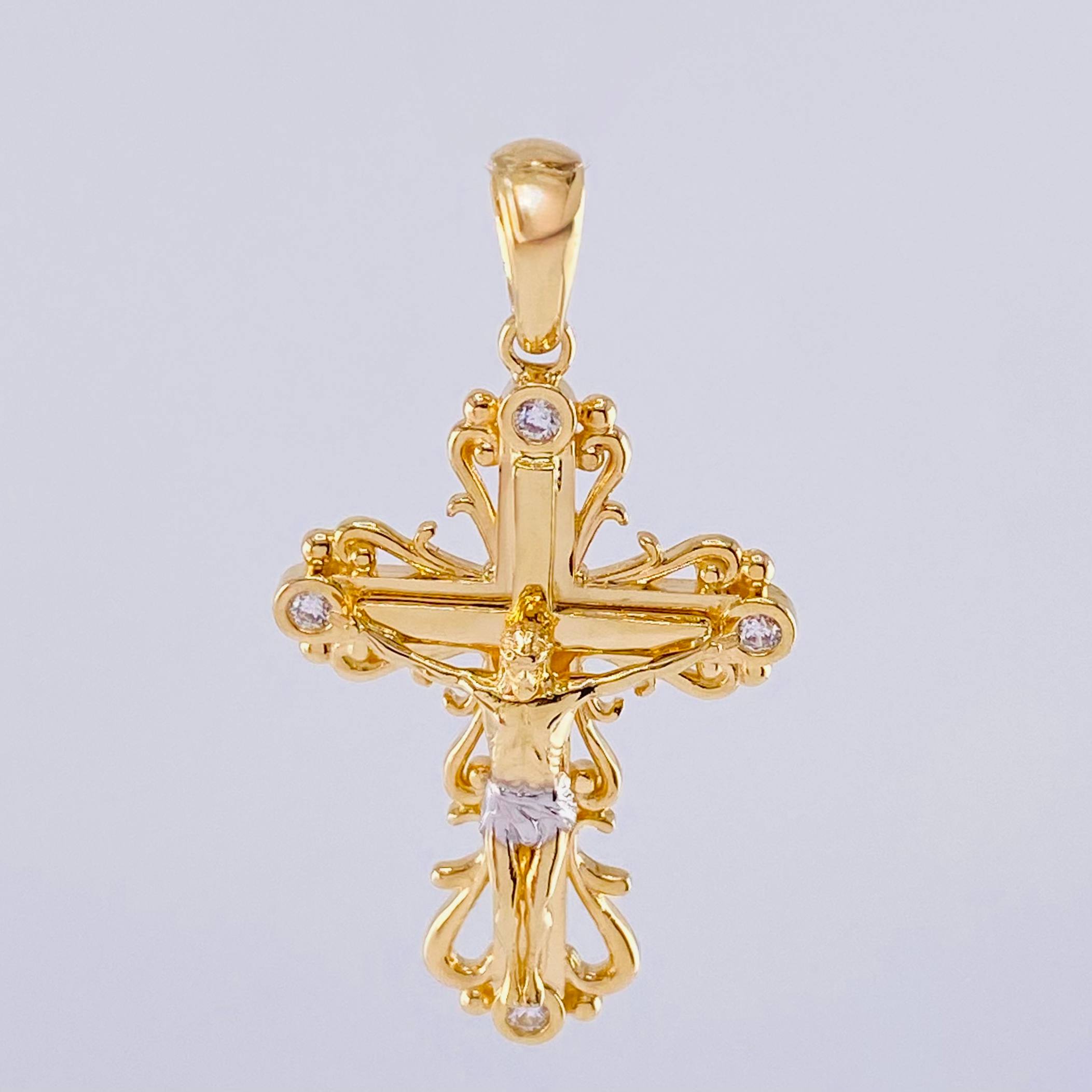 Pendant Cross Christ 6.05 g / 1 3/4 in Yellow Gold 18K