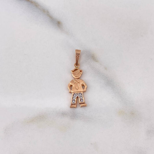 Pendant Male Figure 1.15gr / 2.4cm / White Zirconia 18K Rose Gold #