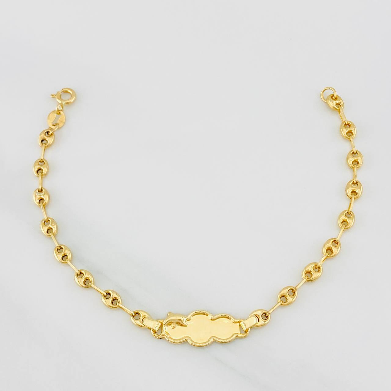 Baby Bracelet GC Dolphin Plate 2g / 6 in / 3.54mm Yellow Gold 18K