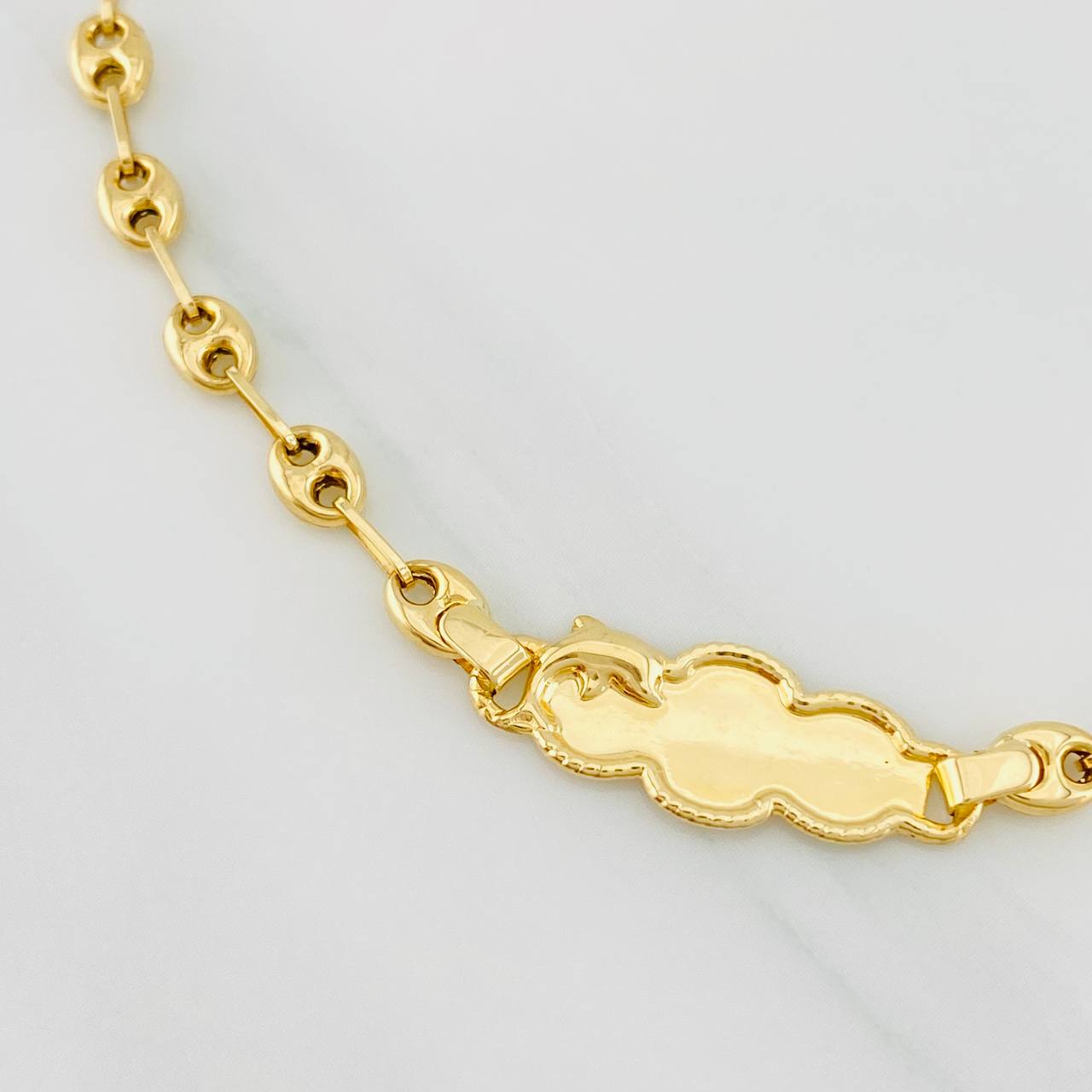 Baby Bracelet GC Dolphin Plate 2g / 6 in / 3.54mm Yellow Gold 18K