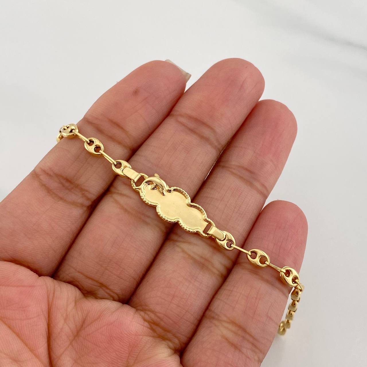Pulso Bebé GC Placa Delfin 2.3g / 6 1/2 in / 3.86mm Oro Amarillo 18K