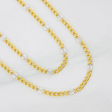 Figaro Chain 3.15g / 24 in / 2.6mm Two-Tone Yellow White 18K Gold
