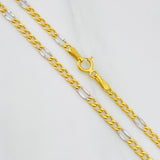 Figaro Chain 3.15g / 24 in / 2.6mm Two-Tone Yellow White 18K Gold