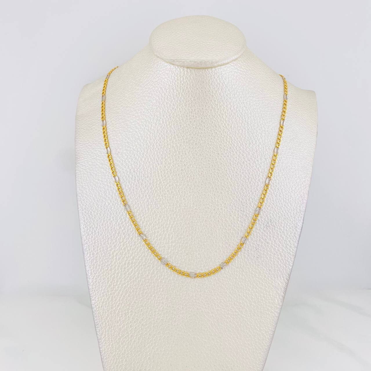 Figaro Chain 3.15g / 24 in / 2.6mm Two-Tone Yellow White 18K Gold