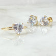Heart Set - Stud Earrings 0.8cm - Ring Size 7 1/2 4.7gr - White Zircons Special Edition 18K Gold *