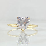 Heart Set - Stud Earrings 0.8cm - Ring Size 7 1/2 4.7gr - White Zircons Special Edition 18K Gold *