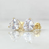 Heart Set - Stud Earrings 0.8cm - Ring Size 7 1/2 4.7gr - White Zircons Special Edition 18K Gold *