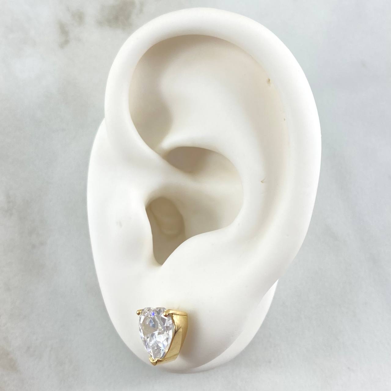 Heart Set - Stud Earrings 0.8cm - Ring Size 7 1/2 4.7gr - White Zircons Special Edition 18K Gold *