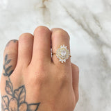 Nevada Hexagonal Set - Stud Earrings 1.7cm - Pendant 2.5cm - Ring Size 6 1/4 8.25gr - White Zircons Special Edition 18K Gold *