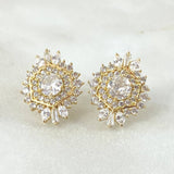 Nevada Hexagonal Set - Stud Earrings 1.7cm - Pendant 2.5cm - Ring Size 6 1/4 8.25gr - White Zircons Special Edition 18K Gold *