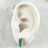 Stepped Line Set - Stud Earrings 1.1cm - Ring T5 3/4 3.2gr Green Zircons Special Edition 18K Gold ©