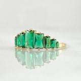 Stepped Line Set - Stud Earrings 1.1cm - Ring T5 3/4 3.2gr Green Zircons Special Edition 18K Gold ©