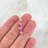 Hearts Set - Stud Earrings 1.8cm - Pendant 2.5cm - Ring Size 5 1/4 5.15 Pink Fuchsia Zircons Special Natural Pearl 18K Gold ©