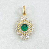 Set Nevada Hexagonal - Topos 1.7cm - Dije 2.5cm 5.65 - Circones Blancos Verde Nac.Esp. Oro 18K ©