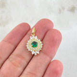 Set Nevada Hexagonal - Topos 1.7cm - Dije 2.5cm 5.65 - Circones Blancos Verde Nac.Esp. Oro 18K ©