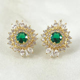 Set Nevada Hexagonal - Topos 1.7cm - Dije 2.5cm 5.65 - Circones Blancos Verde Nac.Esp. Oro 18K ©