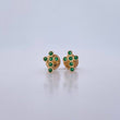 Stud Earrings Cross Stud 0.6gr / Green Zircons 18K Yellow Gold &