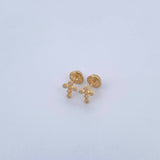 Topos Cruz Tupida 0.65gr / Circones Blancos Oro Amarillo 18K &