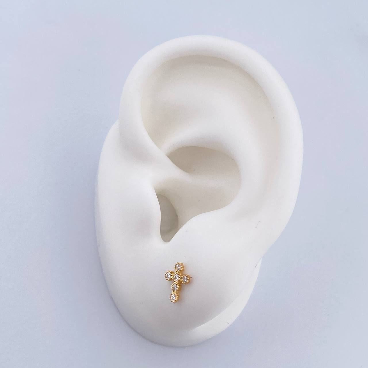 Topos Cruz Tupida 0.65gr / Circones Blancos Oro Amarillo 18K &