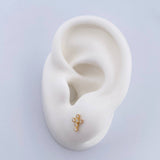 Topos Cruz Tupida 0.65gr / Circones Blancos Oro Amarillo 18K &