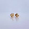 Stud Earrings Bird 0.8gr / Zircons Green White Yellow Gold 18K &