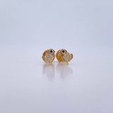 Stud Earrings Bird 0.75gr / Blue White Zircons 18K Yellow Gold &