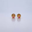 Stud Earrings Flower 0.45gr / Zircon Fuchsia 18K Yellow Gold &