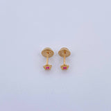 Stud Earrings Flower 0.45gr / Zircon Fuchsia 18K Yellow Gold &