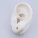 Stud Earrings Flower 0.45gr / Zircon Fuchsia 18K Yellow Gold &