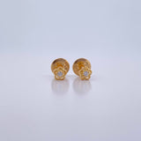 Stud Earrings Flower 0.5gr / White Zircon Yellow Gold 18K &